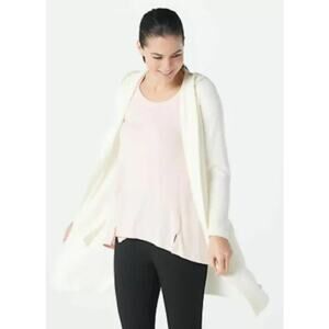 Barefoot Dreams 'CozyChic' Lite Hooded Cardigan with Pockets in White (M) Lounge